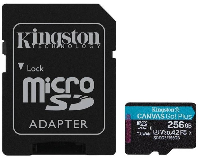 USB memorije i Memorijske kartice - KINGSTON Memorijska kartica U3 V30 microSDXC 256GB Canvas Go Plus 170R A2 + adapter SDCG3/256GB - Avalon ltd