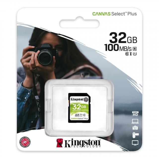 USB memorije i Memorijske kartice - Kingston SDHC Card 32GB Canvas Select Plus C10, UHS-I, V10, up to 100 MB/s - Avalon ltd