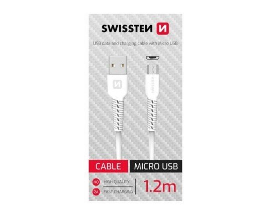 Kablovi, adapteri i punjači - SWISSTEN DATA KABL USB/ MICRO1.2M BIJELI - Avalon ltd