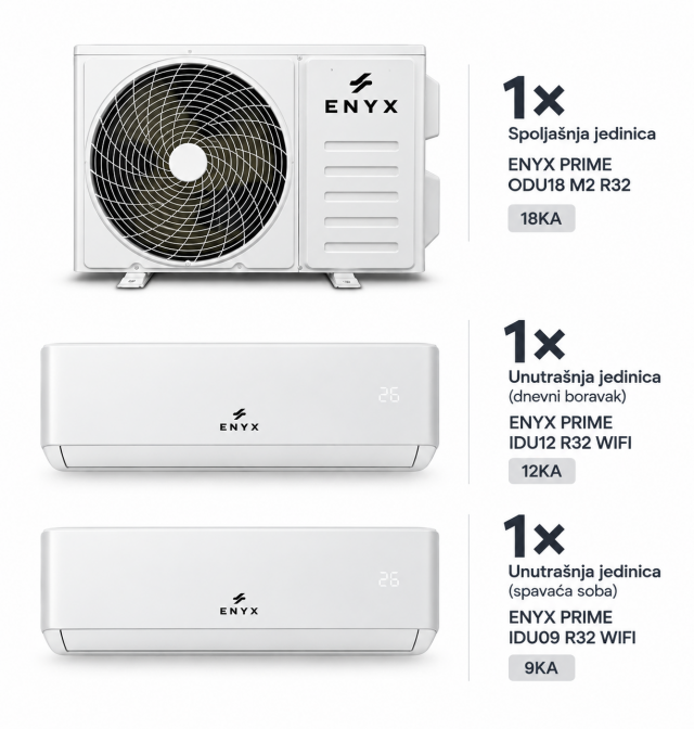 Hladjenje, Grijanje i Prečišćivači vazduha - ENYX MULTI SPLIT SISTEM ZA JEDNOSOBAN STAN - Avalon ltd