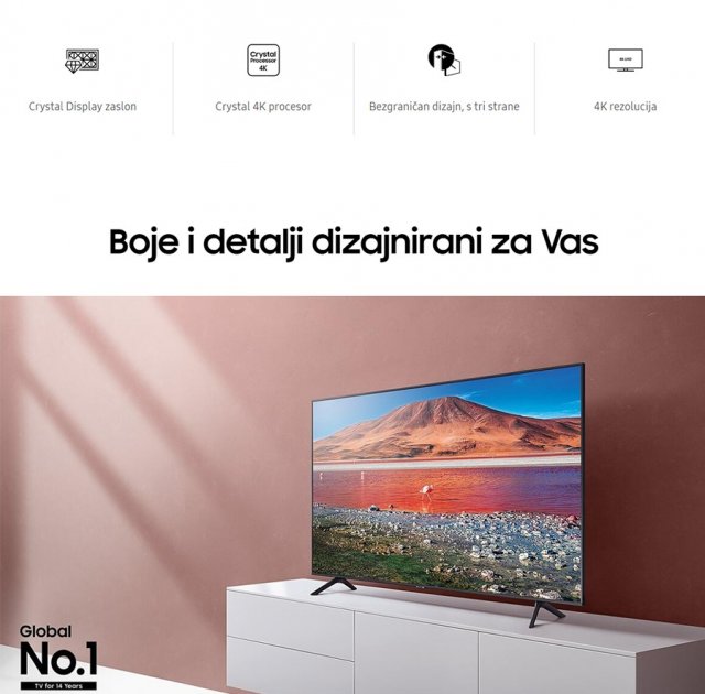 Televizori i oprema - Samsung UE75TU7092UXXH LED TV 75 ultra HD, smart TV, Crystal displej, bez ivica - Avalon ltd