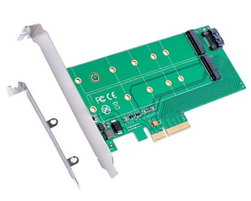 Računarske komponente - PCI Express x 4 na PCI Express M.2 (NGFF/SSD)+M.2 (SATA) Adapter - Avalon ltd