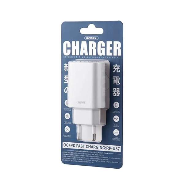 Kablovi, adapteri i punjači - REMAX RP-U37 QC 3.0 + PD 18W  iPhone punjač beli - Avalon ltd