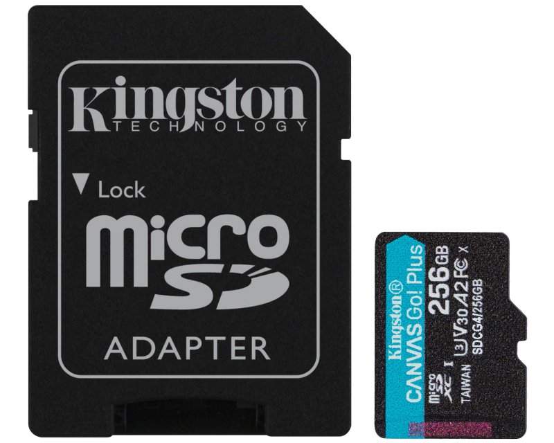 USB memorije i Memorijske kartice - KINGSTON Memorijska kartica U3 V30 microSDXC 256GB Canvas Go Plus 200MB/s A2 + adapter SDCG4/256GB - Avalon ltd
