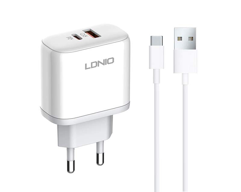 Kablovi, adapteri i punjači - LDNIO A2526C 45W QC4.0 Dual USB-A/USB-C punjač beli + USB-C kabl - Avalon ltd