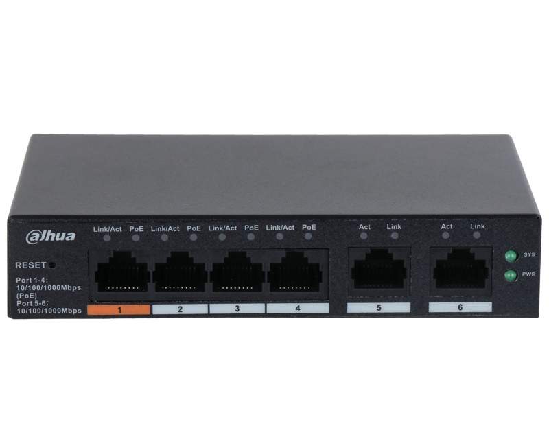 Mrežna oprema, Adapteri, AP i ruteri - DAHUA CS4006-4GT-60 6-Port Cloud Managed Desktop Gigabit Switch with 4-Port PoE - Avalon ltd