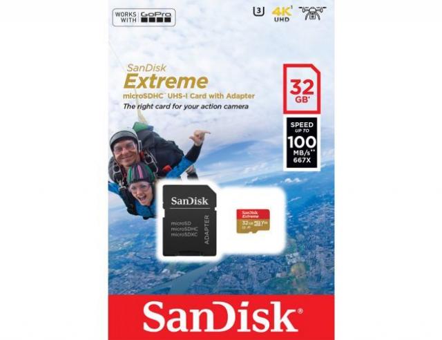 USB memorije i Memorijske kartice - SanDisk Extreme MicroSDHC Card 32GB + Adapter, U3, Class 10, V30, Read/Write(MB/s): 100/60 - Avalon ltd